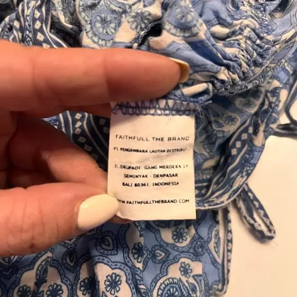 Faithfull The Brand Women's Blue Woodstock Playsuit Size Medium